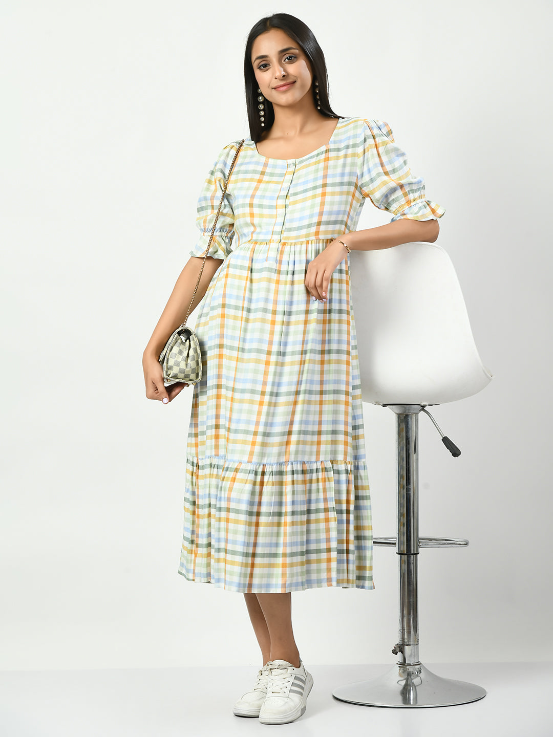 Buy Sera Grey Checked A-line dress Online at Low Prices in India -  Paytmmall.com